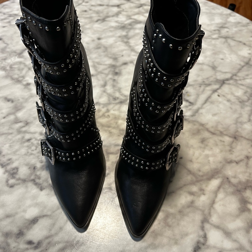 Steve Madden Black Ankle Boots with Silver Buckles - Picture 2 of 10